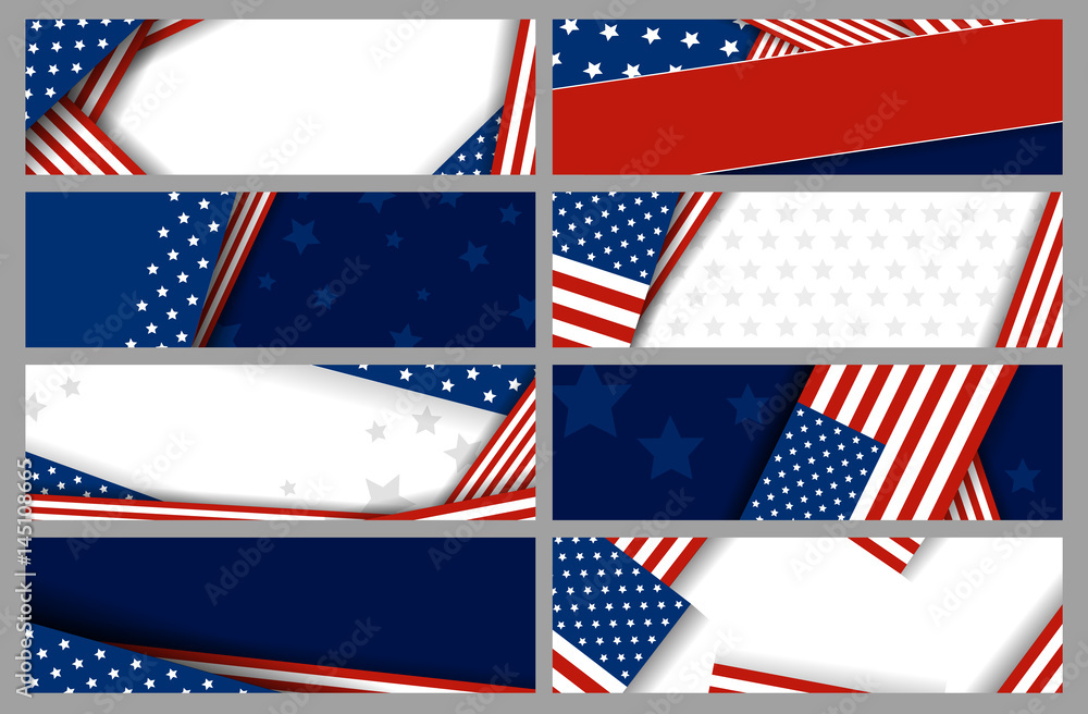 Naklejka premium Set vector abstract background design of american flag