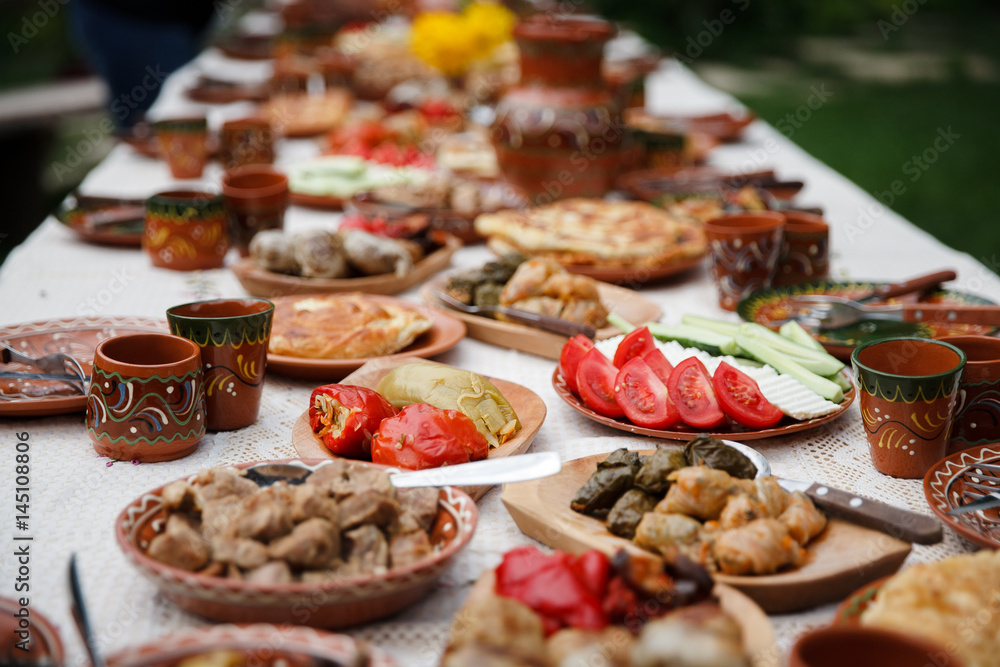table with homemade moldavian food 