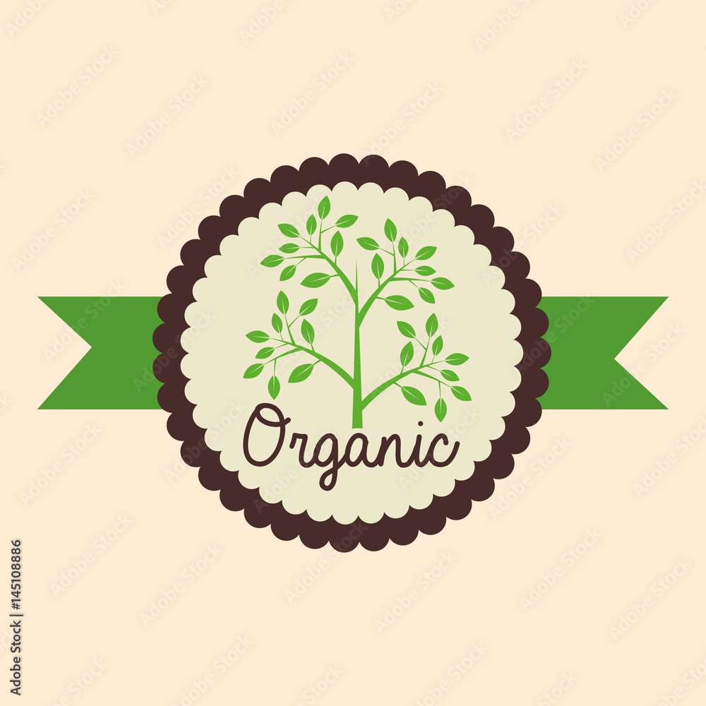 Fototapeta premium organic product guaranteed seal vector illustration design