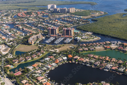 Aerial view of city and gulf Cape Coral, Florida. The Westin Cape Coral Resort at Marina Village photo