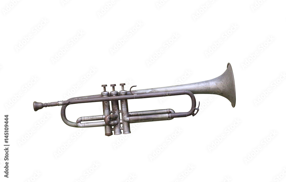 trumpet on white background with clipping path. trumpet on white background with clipping path.