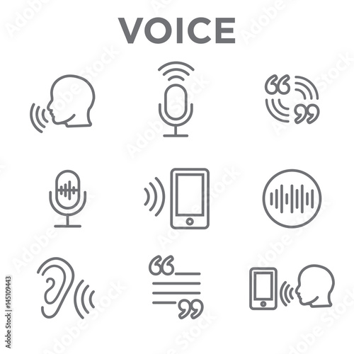 Voiceover or Voice Command Icon with Sound Wave Images