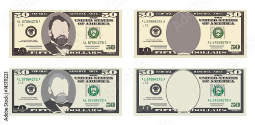 USA banking currency, cash symbol 50 dollars bill.  photo