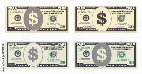 USA banking currency, cash symbol 50 dollars bill.