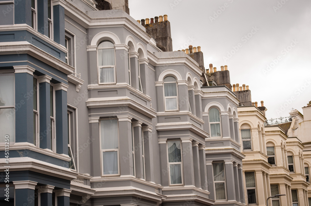 Terraced houses in Cornwall, Plymouth. United Kingdom
