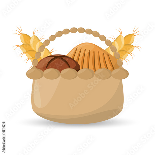 basket bread freshbreakfast food vector illustration eps 10