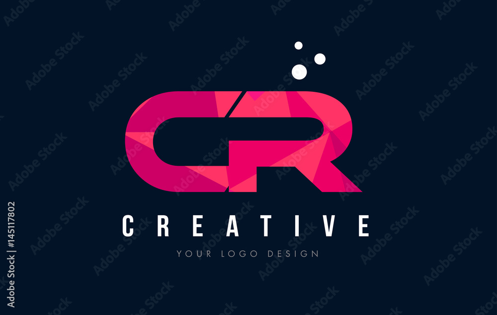 CR C R Letter Logo with Purple Low Poly Pink Triangles Concept CR C R Letter Logo with Purple Low Poly Pink Triangles Concept