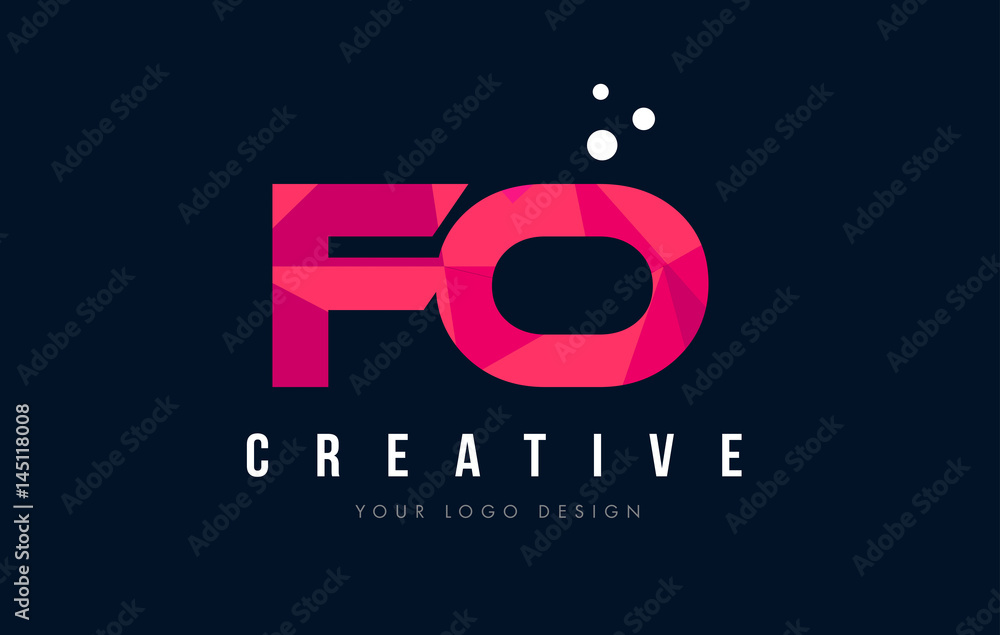 FO F O Letter Logo with Purple Low Poly Pink Triangles Concept FO F O Letter Logo with Purple Low Poly Pink Triangles Concept