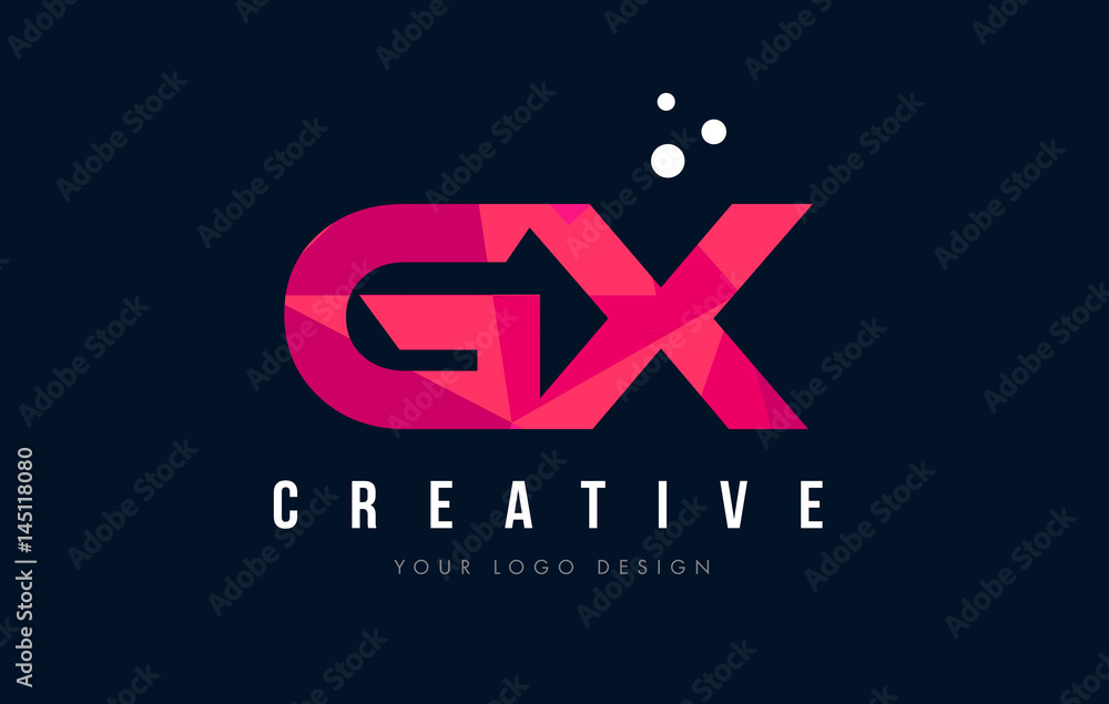 Fototapeta premium GX G X Letter Logo with Purple Low Poly Pink Triangles Concept