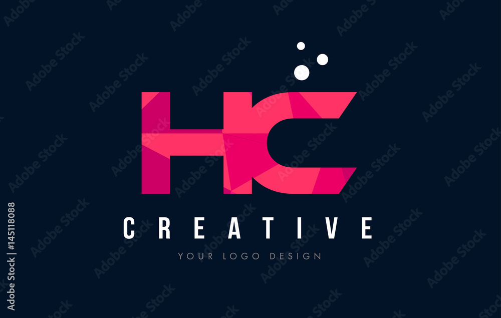 HC H C Letter Logo with Purple Low Poly Pink Triangles Concept HC H C Letter Logo with Purple Low Poly Pink Triangles Concept