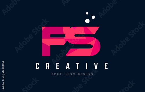 FS F S Letter Logo with Purple Low Poly Pink Triangles Concept