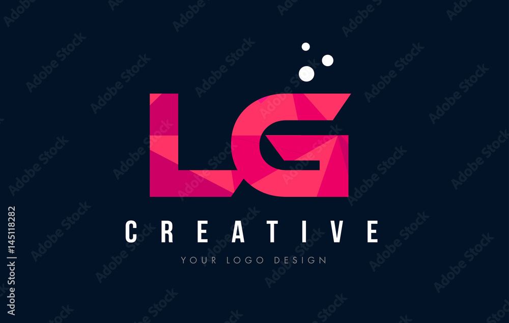 LG L G Letter Logo with Purple Low Poly Pink Triangles Concept