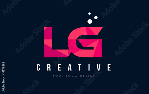 LG L G Letter Logo with Purple Low Poly Pink Triangles Concept