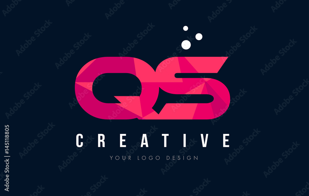 QS Q S Letter Logo with Purple Low Poly Pink Triangles Concept QS Q S Letter Logo with Purple Low Poly Pink Triangles Concept