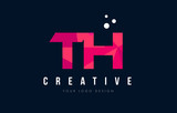 TH T H Letter Logo with Purple Low Poly Pink Triangles Concept