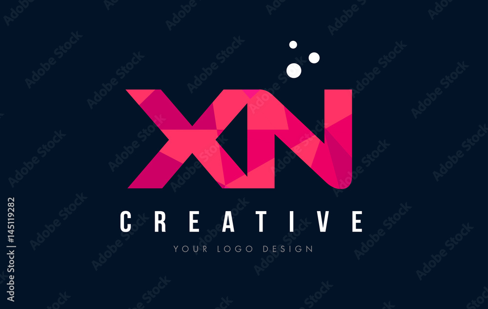 XN X N Letter Logo with Purple Low Poly Pink Triangles Concept XN X N Letter Logo with Purple Low Poly Pink Triangles Concept