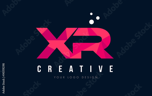 XR X R Letter Logo with Purple Low Poly Pink Triangles Concept