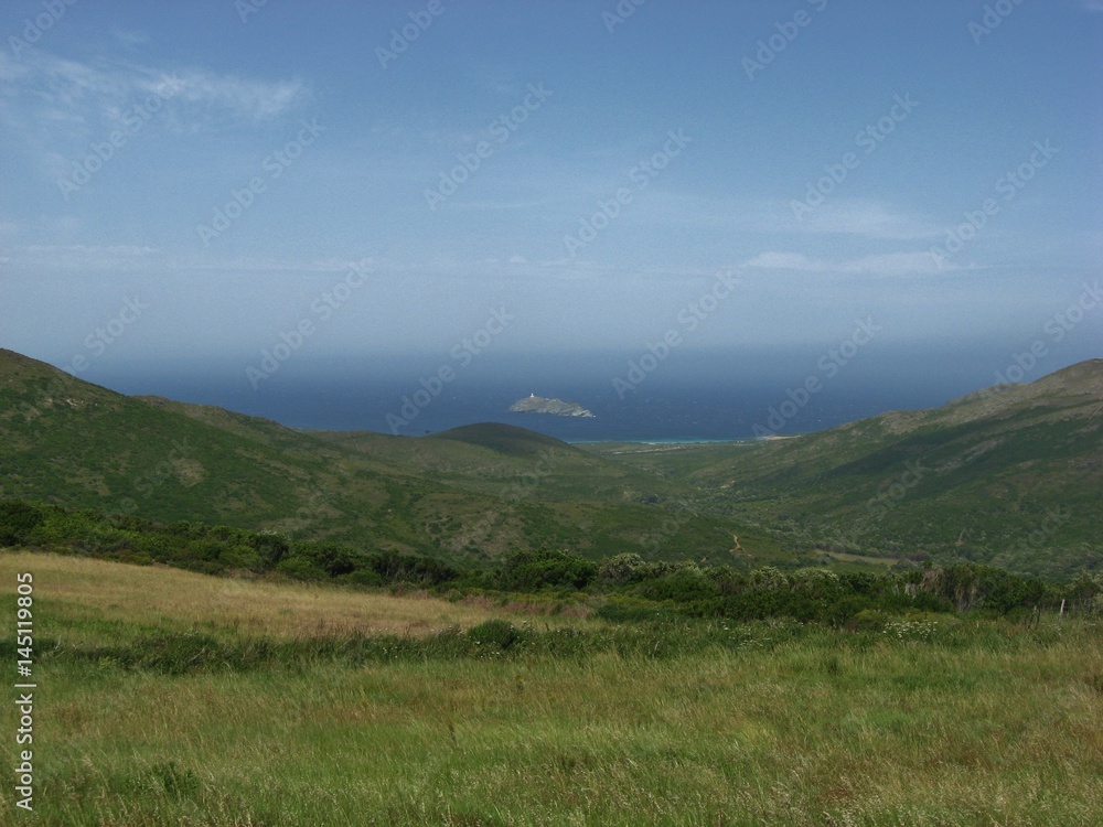 Vista da Cap Corse sull'isola di Giraglia, Corsica del nord 