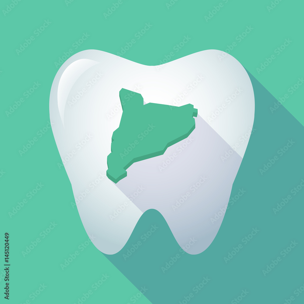 Long shadow tooth with the map of Catalonia Long shadow tooth with the map of Catalonia