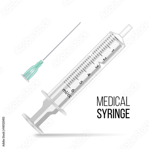 Vector Plastic Medical Syringe Isolated 3d Realistic Illustration