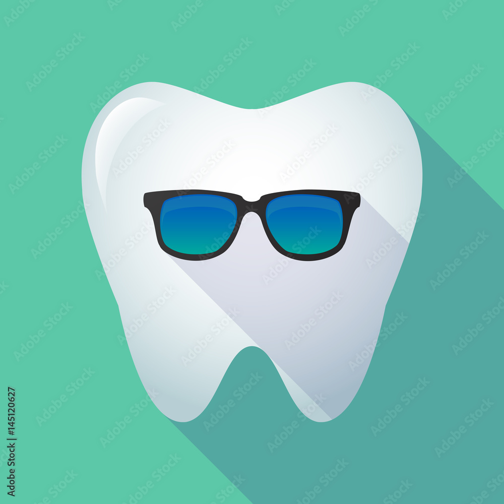 Long shadow tooth with  a sunglasses icon