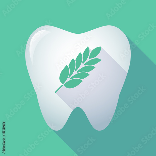 Long shadow tooth with  a wheat plant icon