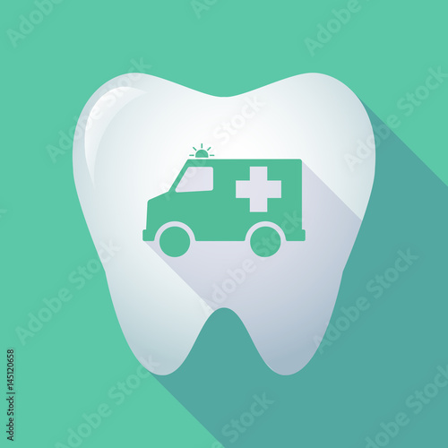 Long shadow tooth with  an ambulance icon