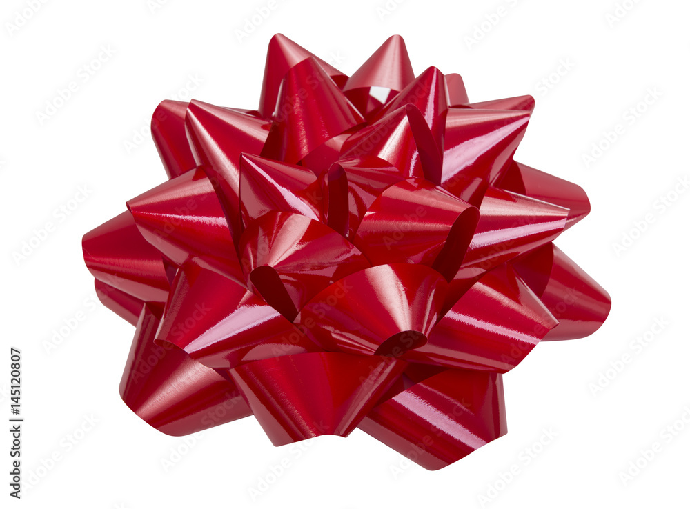 Red paper bow isolated on white Red paper bow isolated on white