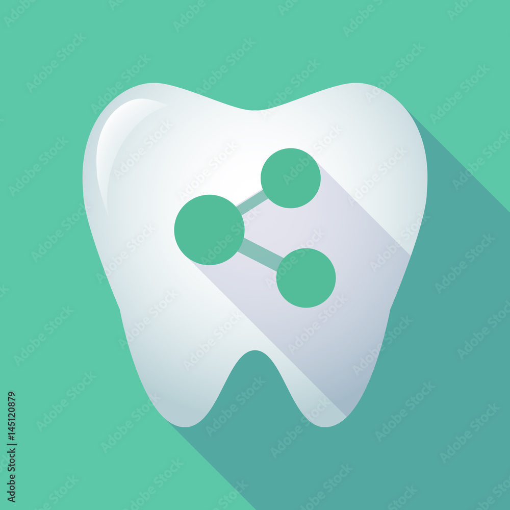 Long shadow tooth with a network sign Long shadow tooth with a network sign