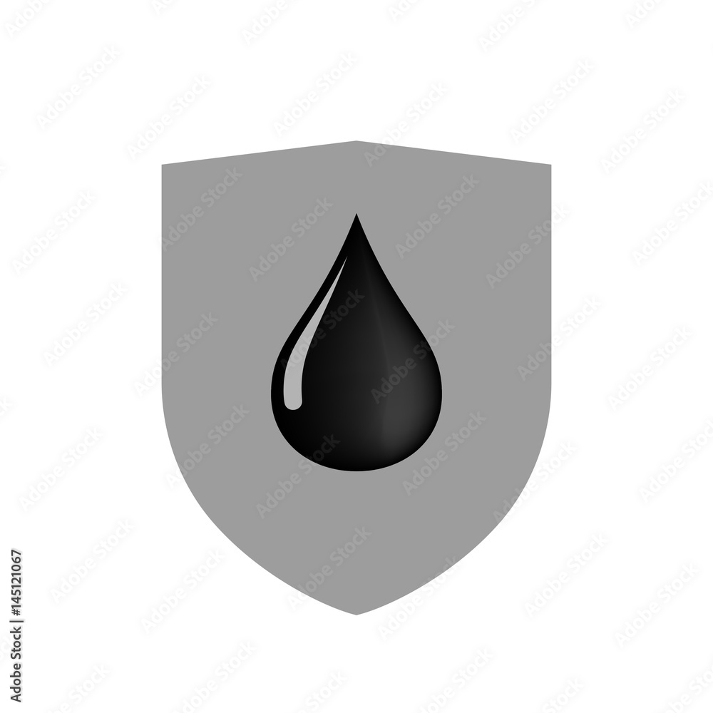 Isolated shield with an oil drop icon Isolated shield with an oil drop icon