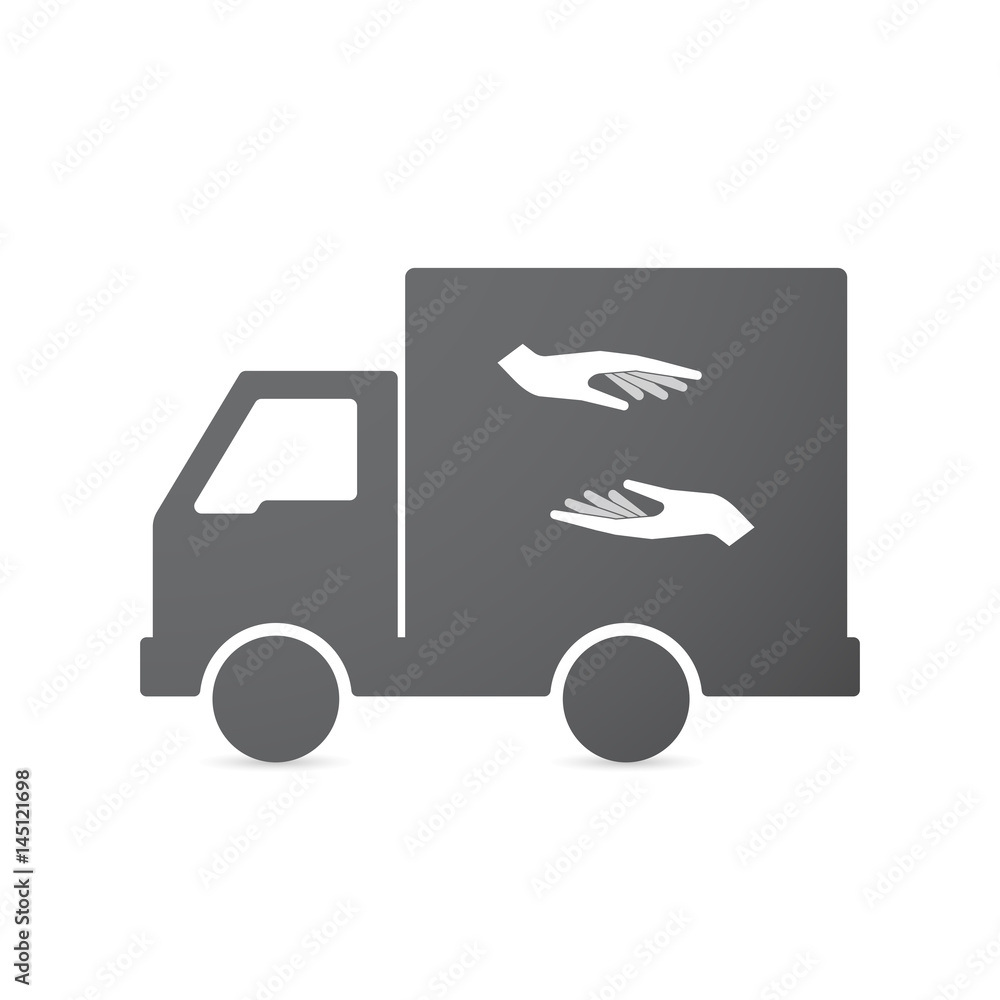 Isolated truck with two hands giving and receiving or protecting Isolated truck with two hands giving and receiving or protecting