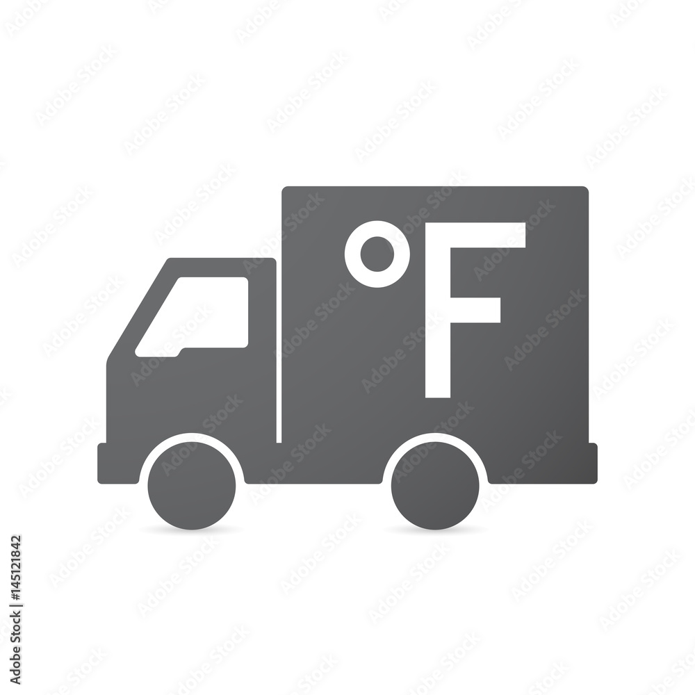 Isolated truck with a farenheith degrees sign Isolated truck with a farenheith degrees sign
