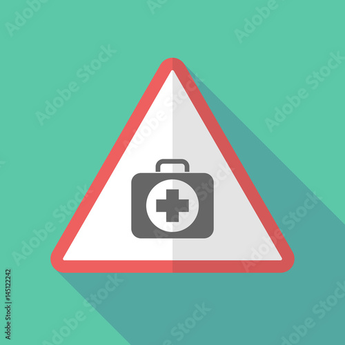 Long shadow warning sign with  a first aid kit icon