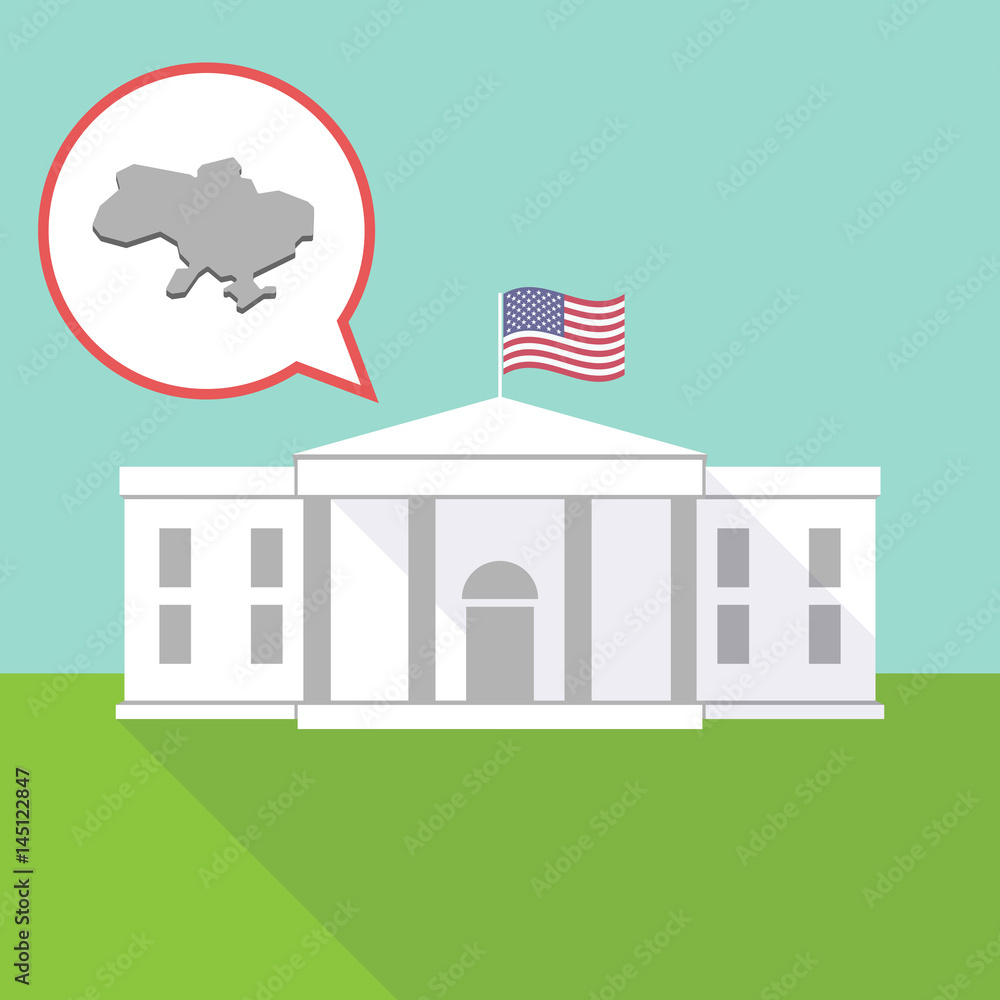 The White House with  the map of Ukraine