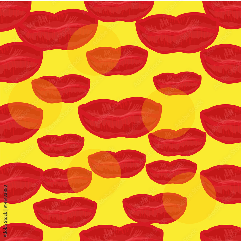 Fototapeta premium Decorative element with imprints of lipstick.Pattern