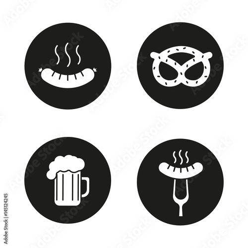 Beer snacks icons set