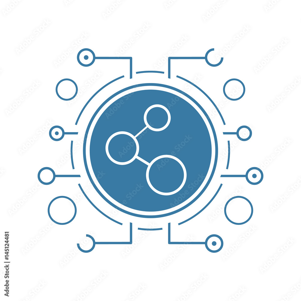 Obraz premium Network connection flat linear long shadow icon