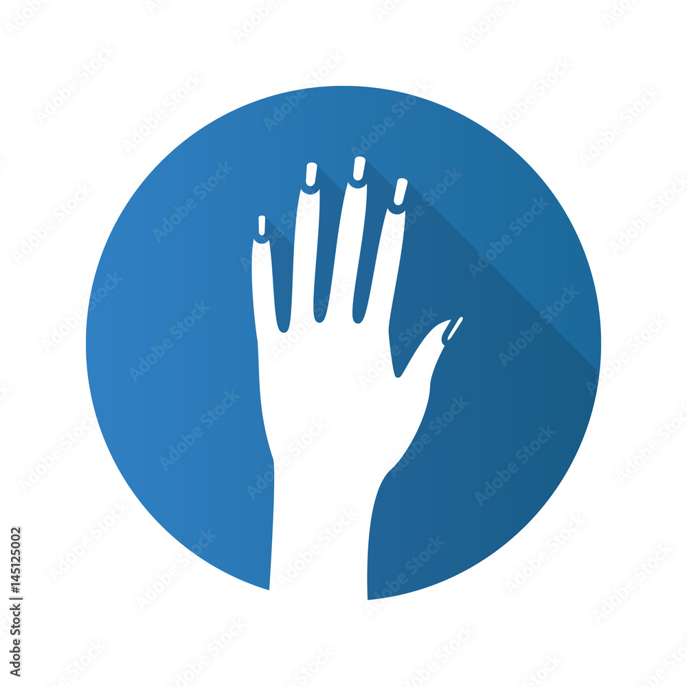 Woman's hand flat design long shadow icon Woman's hand flat design long shadow icon