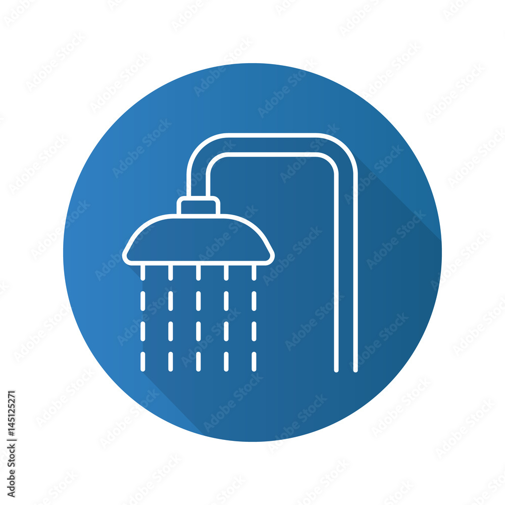 Shower flat linear long shadow icon Shower flat linear long shadow icon