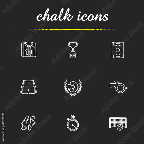 Soccer chalk icons set