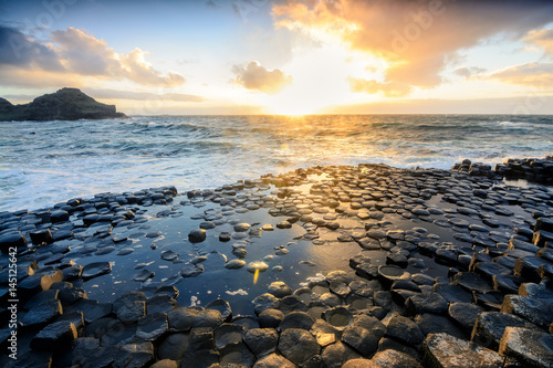 sundown at giants causeway  Northern Ireland