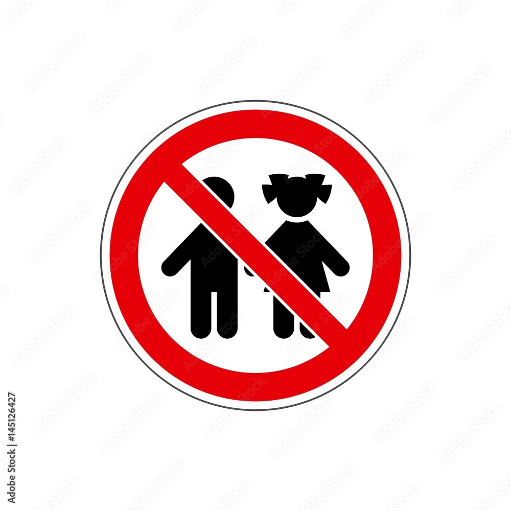 Obraz premium STOP! Not for children. VECTOR. The icon with a red contour on a white background. For any use. Warns.