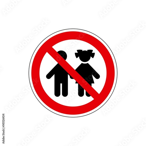 STOP! Not for children. VECTOR. The icon with a red contour on a white background. For any use. Warns.