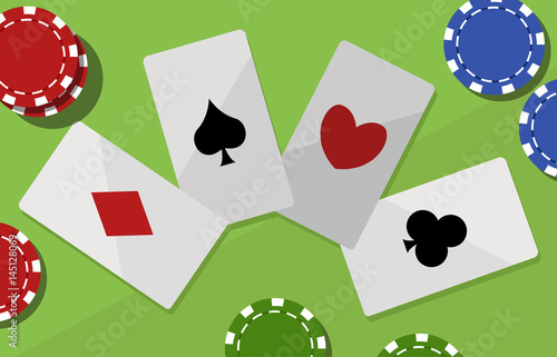 poker cards and tokens