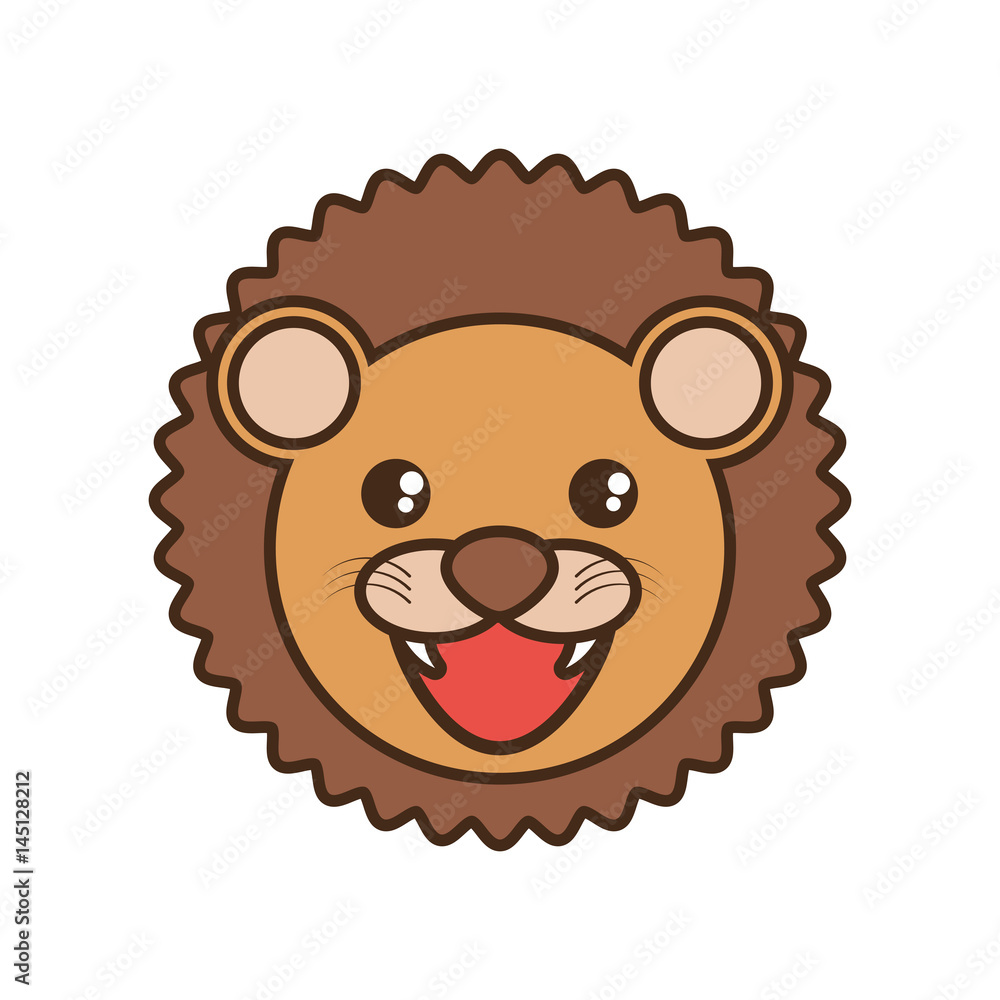Fototapeta premium cute lion face kawaii style vector illustration eps 10