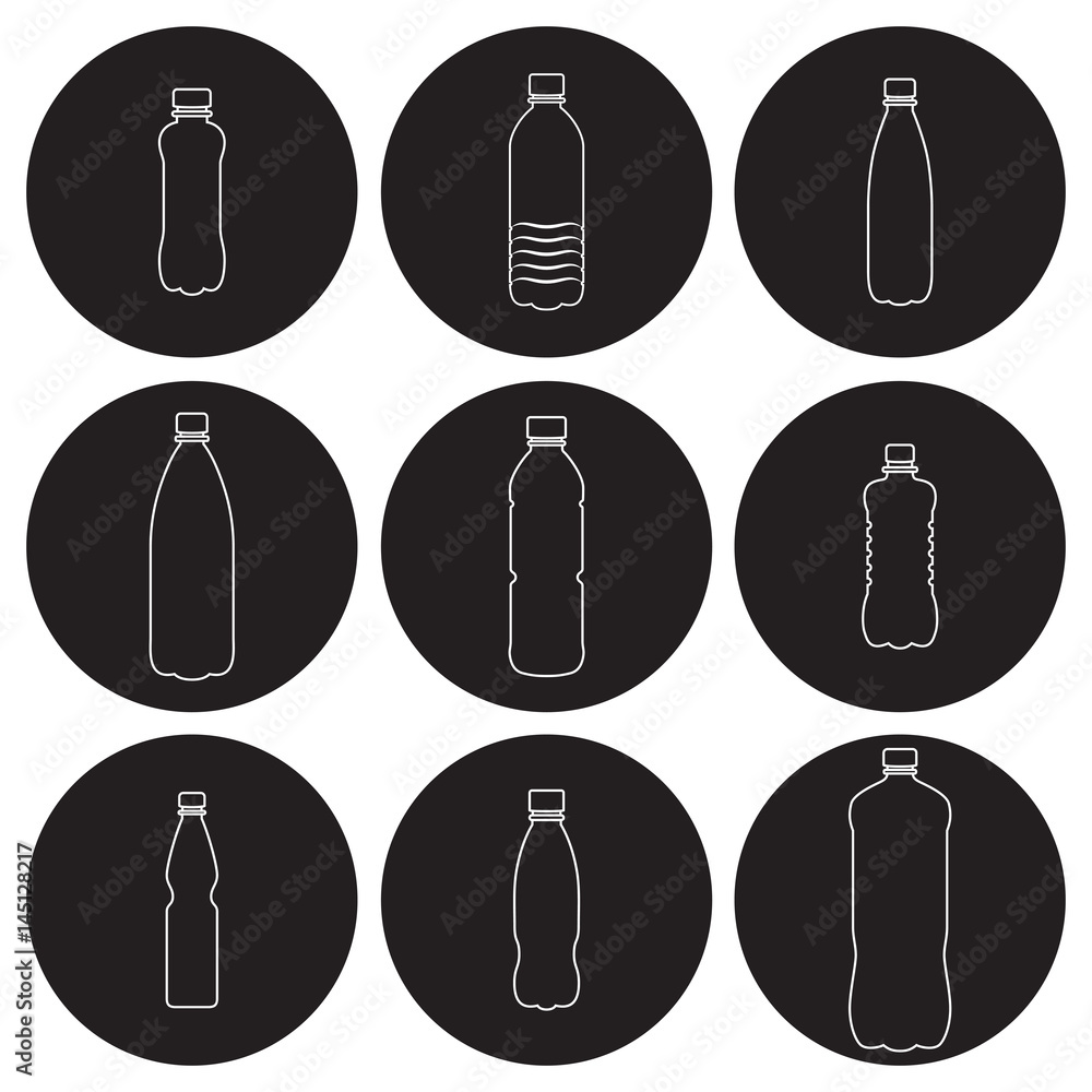 Bottles icons set Bottles icons set
