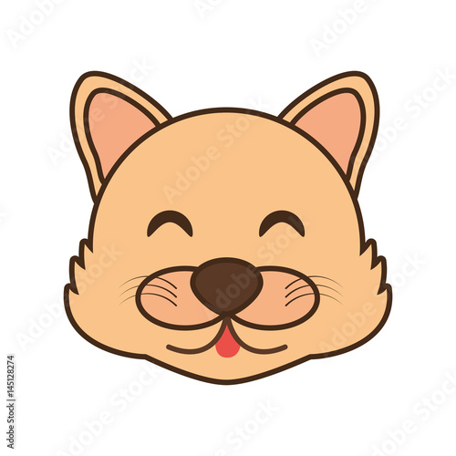 cute wolf face kawaii style vector illustration eps 10