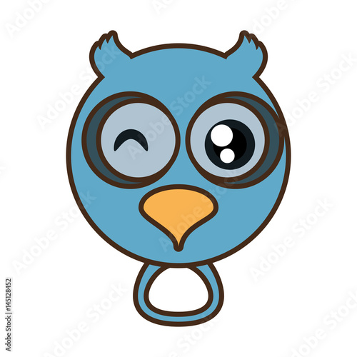 cute owl face kawaii style vector illustration eps 10