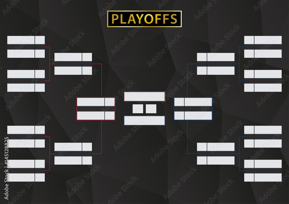 Obraz premium Playoffs Schedule with two Conference. Tournament Bracket on black background.
