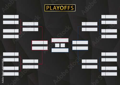 Playoffs Schedule with two Conference. Tournament Bracket on black background.